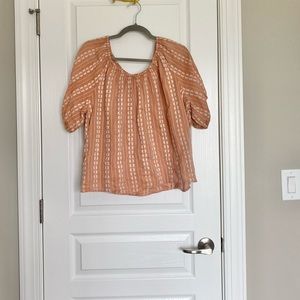 Madewell Puff-Sleeve Swing Top in Floral Striped Jacquard in size XL